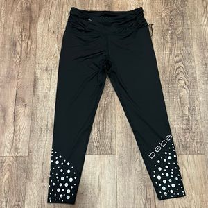 BEBE SPORT | black rhinestone logo yoga pants/tights/leggings